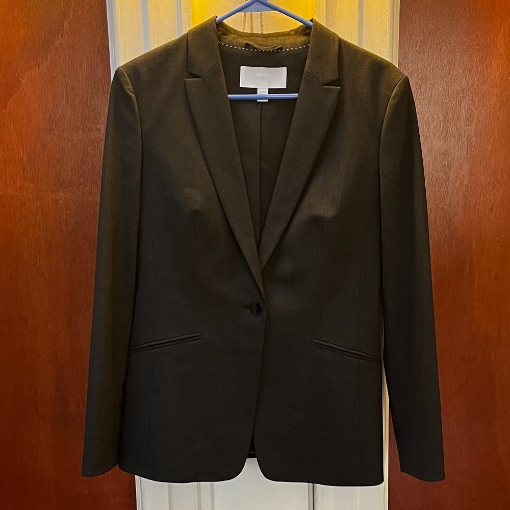 BOSS Jabina Stretch Virgin Wool Blend Blazer | US Women's 6 | Charcoal Grey